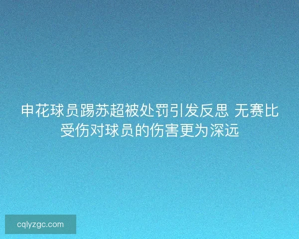 申花球员踢苏超被处罚引发反思 无赛比受伤对球员的伤害更为深远