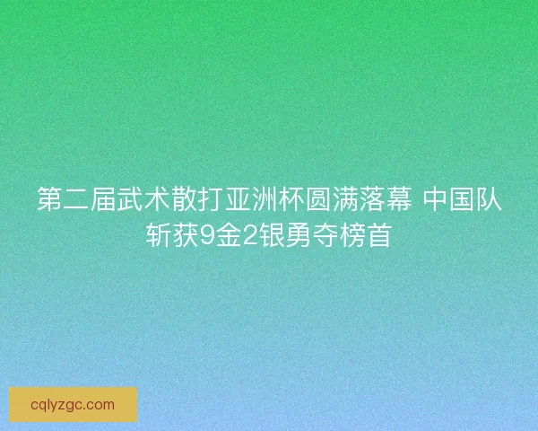 第二届武术散打亚洲杯圆满落幕 中国队斩获9金2银勇夺榜首