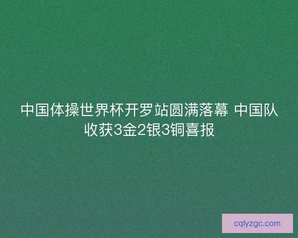 中国体操世界杯开罗站圆满落幕 中国队收获3金2银3铜喜报