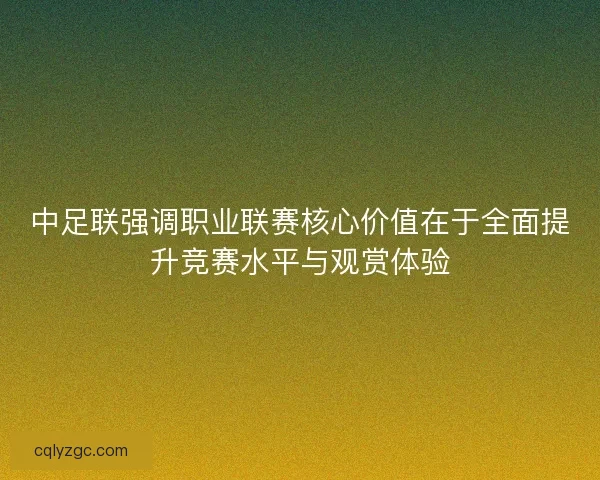 中足联强调职业联赛核心价值在于全面提升竞赛水平与观赏体验