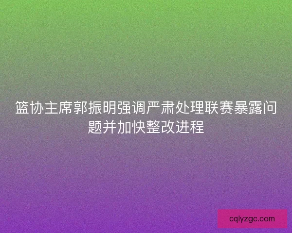 篮协主席郭振明强调严肃处理联赛暴露问题并加快整改进程