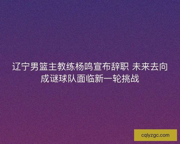 辽宁男篮主教练杨鸣宣布辞职 未来去向成谜球队面临新一轮挑战