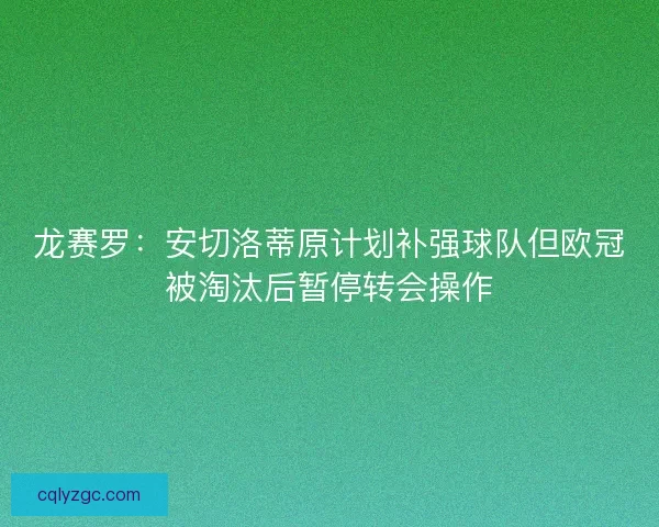 龙赛罗:安切洛蒂原计划补强球队但欧冠被淘汰后暂停转会操作 龙赛罗:安切洛蒂原计划补强球队但欧冠被淘汰后暂停转会操作